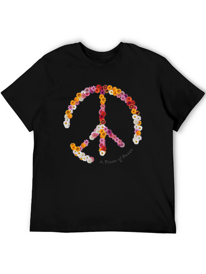 Camiseta Negra con Símbolo de la Paz Floral
