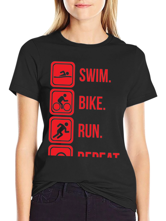 Camiseta Negra Deportiva: Nada Bici Corre Repite