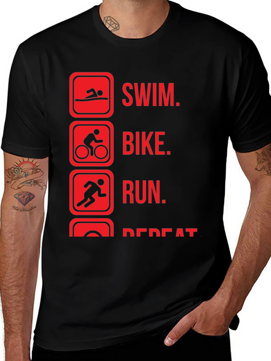 Camiseta Negra Deportiva: Nada Bici Corre Repite
