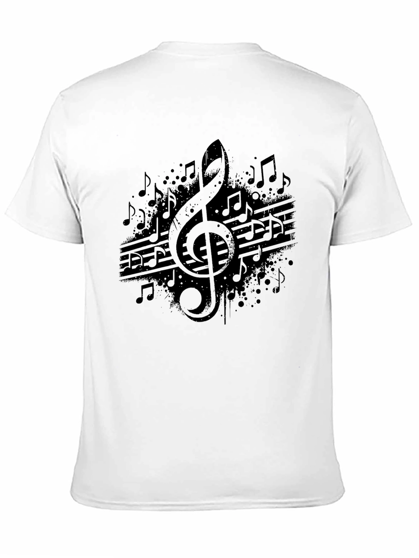 Camiseta Negra con Diseño de Notas Musicales