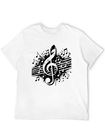 Camiseta Negra con Diseño de Notas Musicales