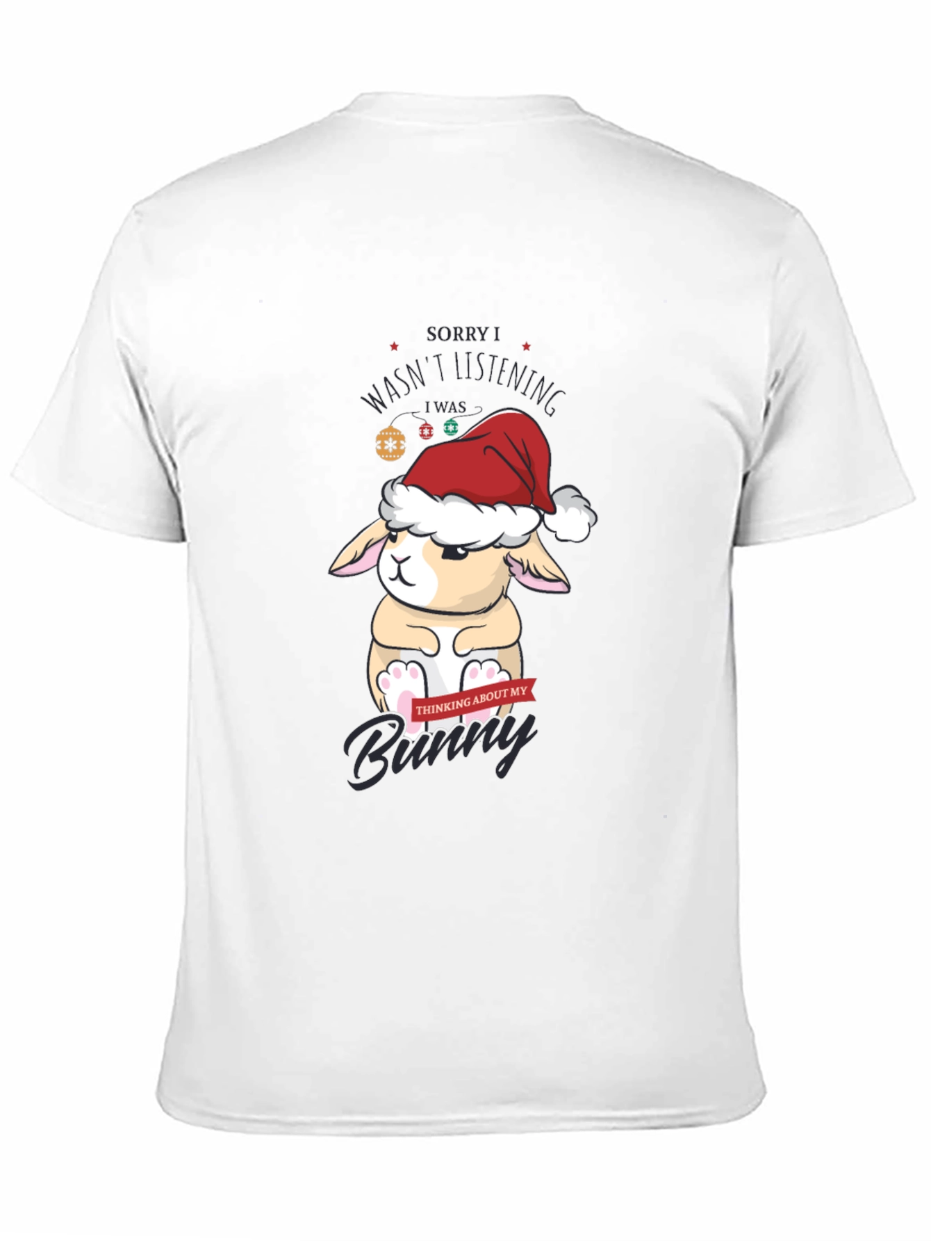 Camiseta Navideña con Diseño de Conejo Pensativo