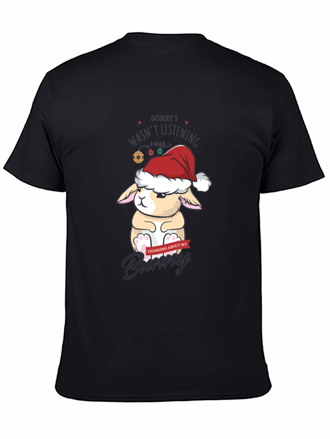 Camiseta Navideña con Diseño de Conejo Pensativo