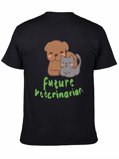 Camiseta Negra Futuro Veterinario con Diseño de Mascotas