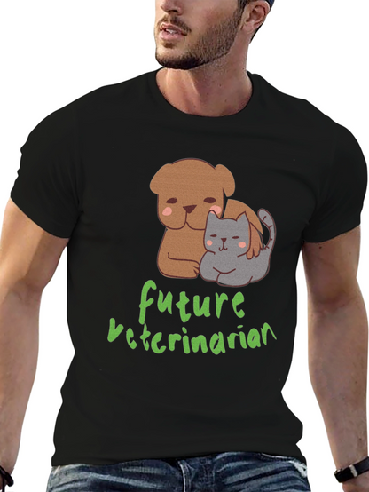 Camiseta Negra Futuro Veterinario con Diseño de Mascotas