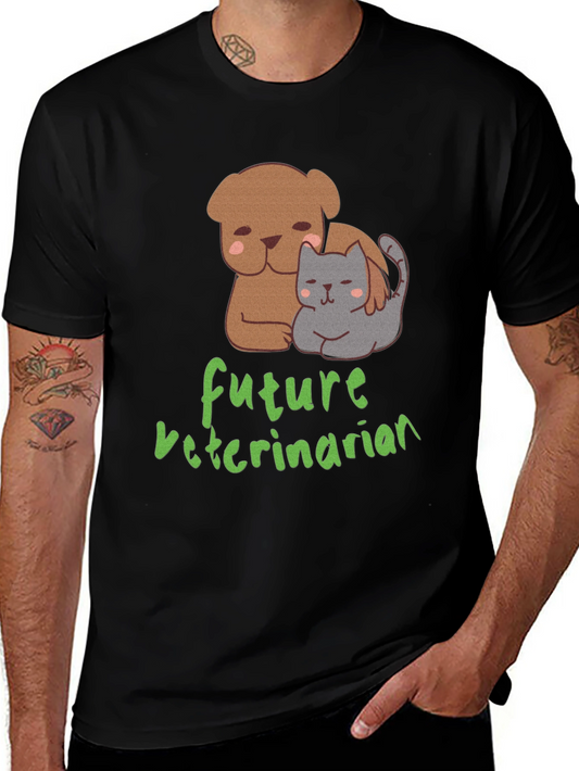 Camiseta Negra Futuro Veterinario con Diseño de Mascotas