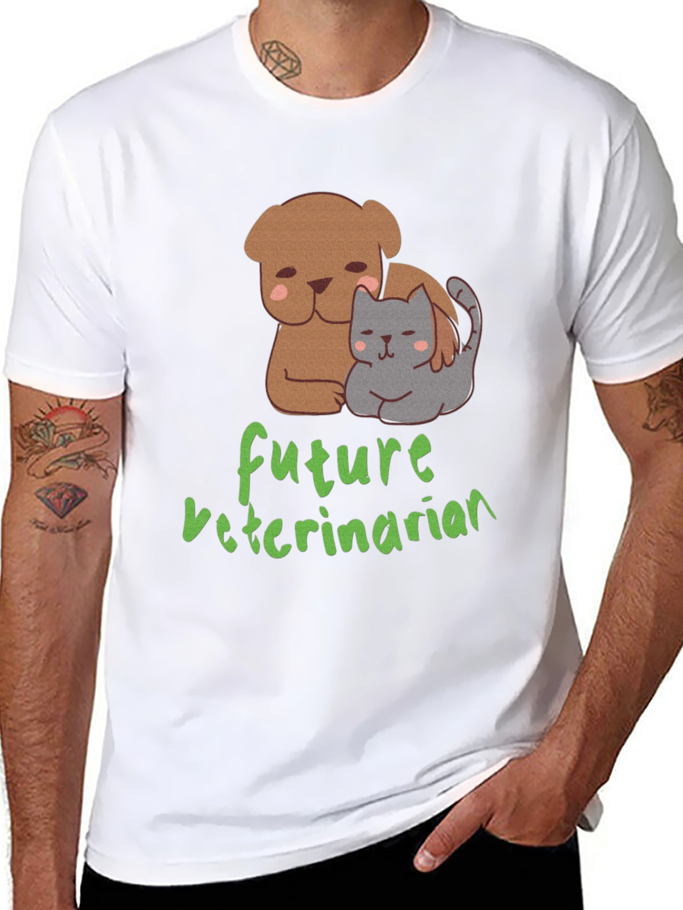Camiseta Negra Futuro Veterinario con Diseño de Mascotas