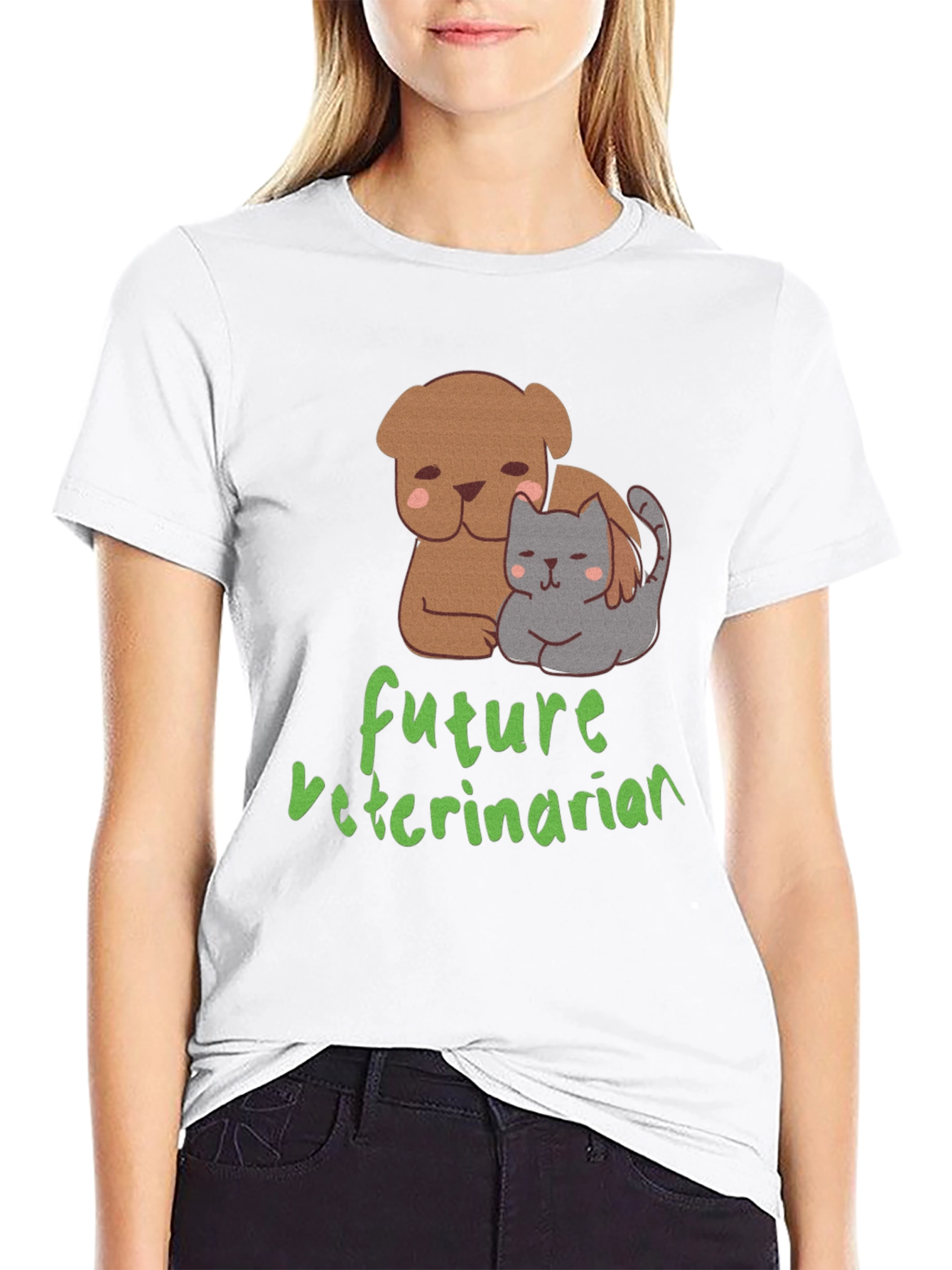 Camiseta Negra Futuro Veterinario con Diseño de Mascotas