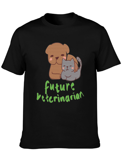 Camiseta Negra Futuro Veterinario con Diseño de Mascotas
