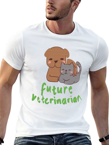 Camiseta Negra Futuro Veterinario con Diseño de Mascotas
