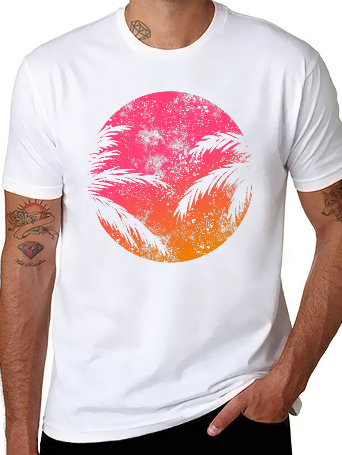 Camiseta Sunset Palm Retro Estampada