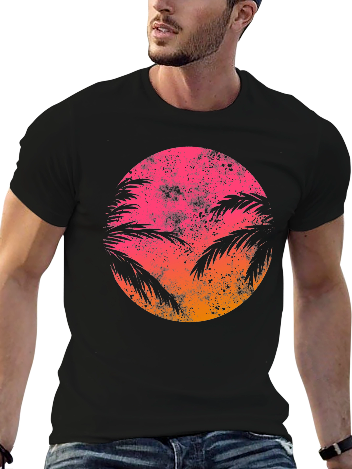 Camiseta Sunset Palm Retro Estampada