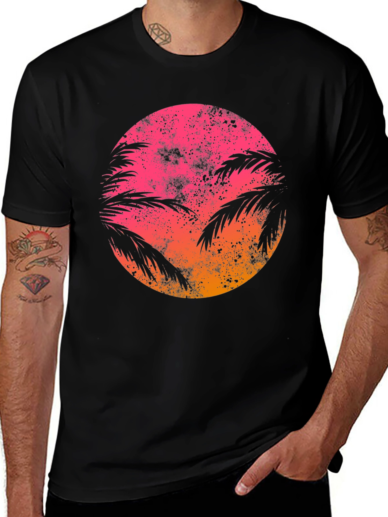 Camiseta Sunset Palm Retro Estampada