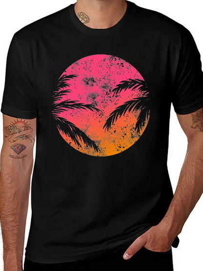 Camiseta Sunset Palm Retro Estampada