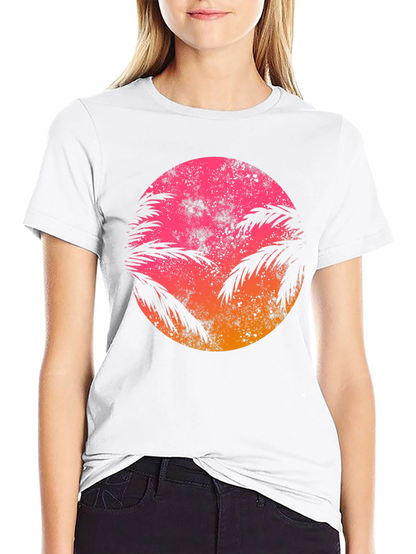 Camiseta Sunset Palm Retro Estampada