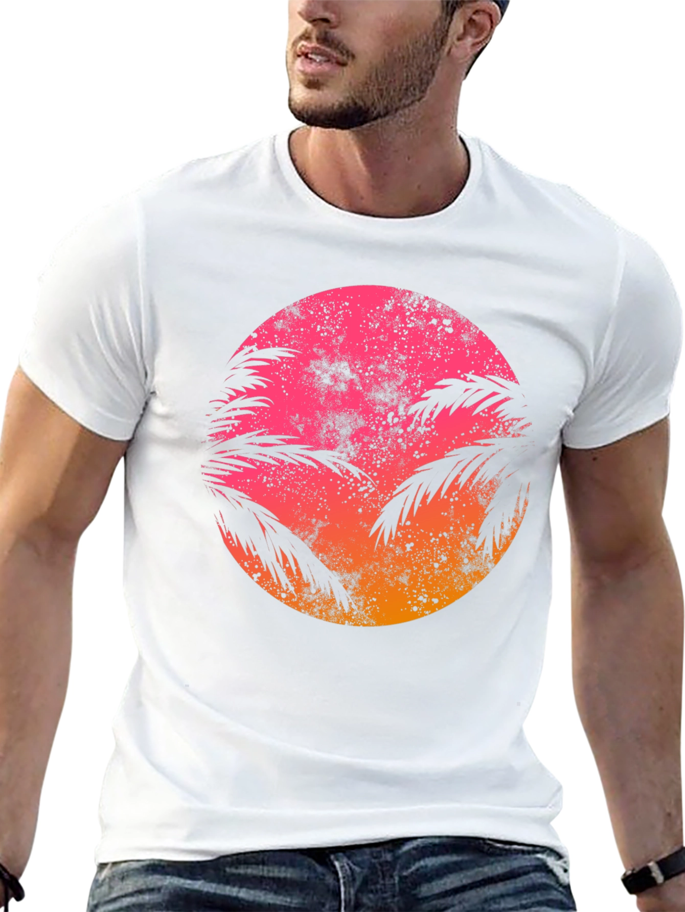Camiseta Sunset Palm Retro Estampada