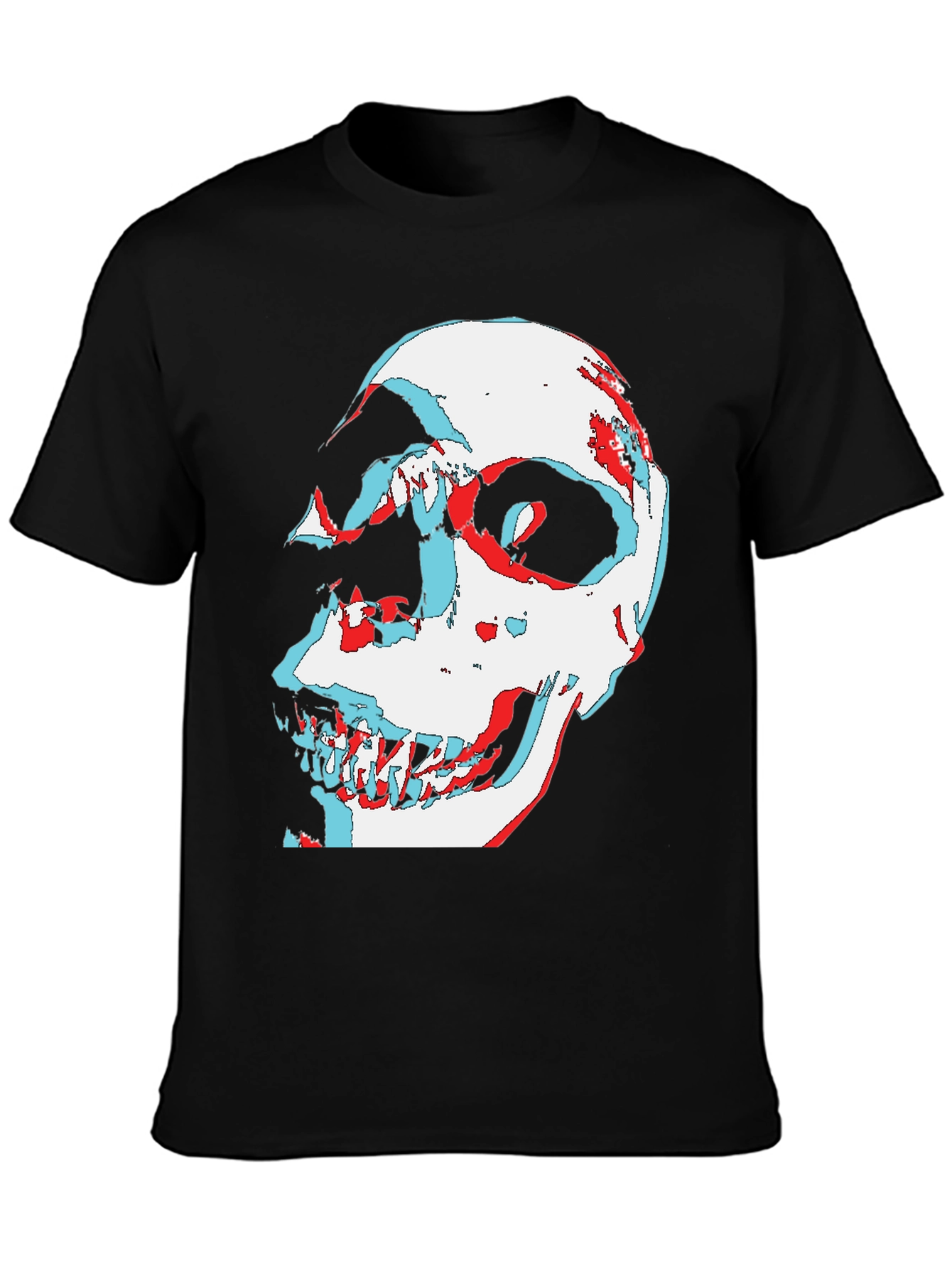 Camiseta Negra con Diseño Calavera 3D