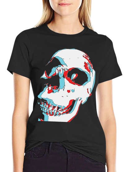 Camiseta Negra con Diseño Calavera 3D