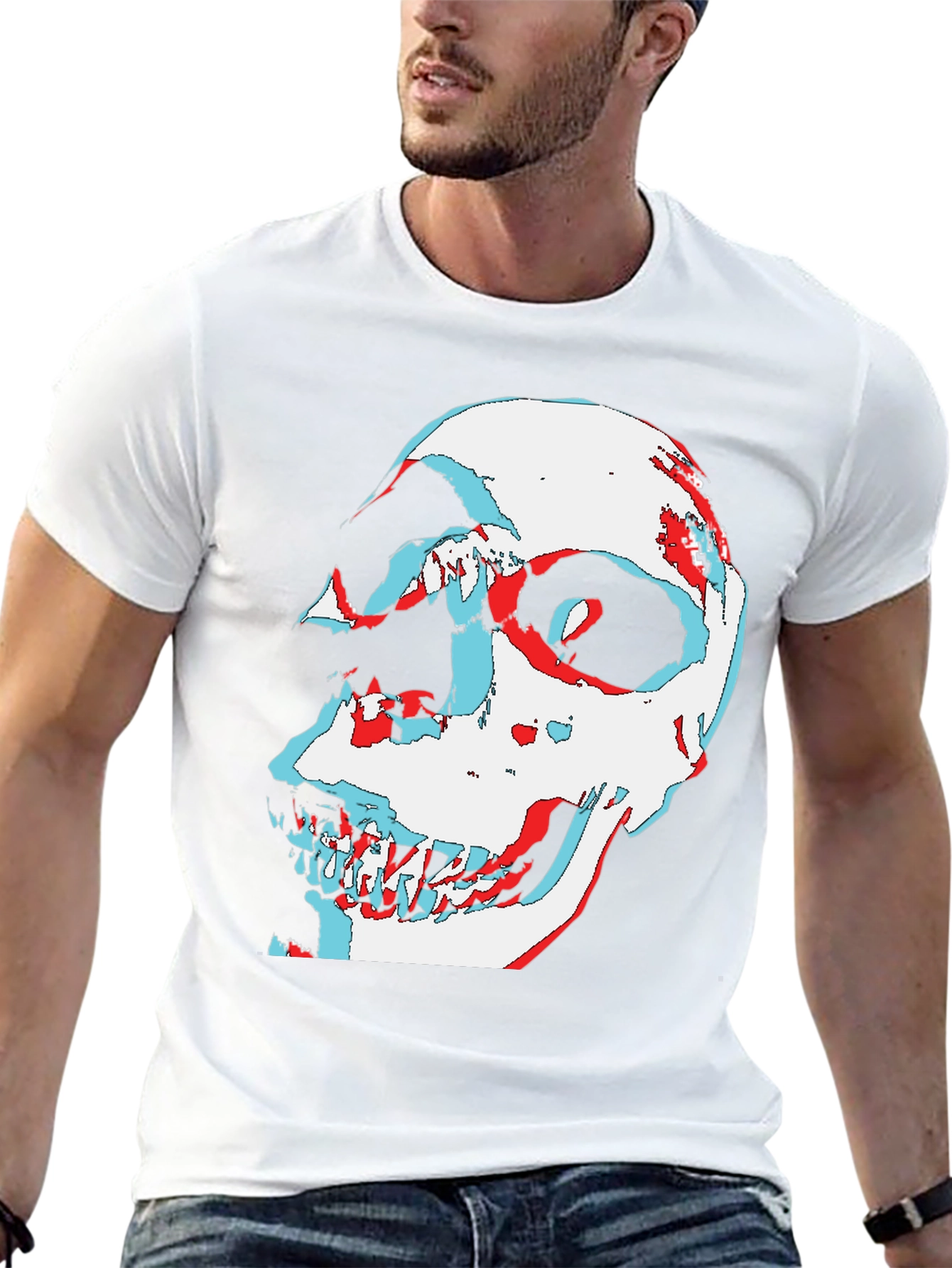 Camiseta Negra con Diseño Calavera 3D
