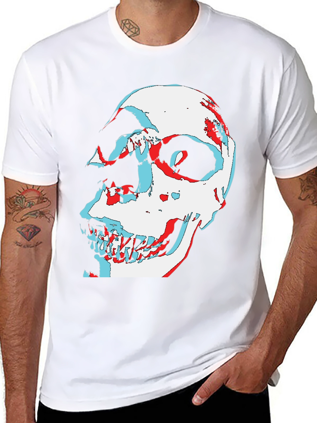 Camiseta Negra con Diseño Calavera 3D