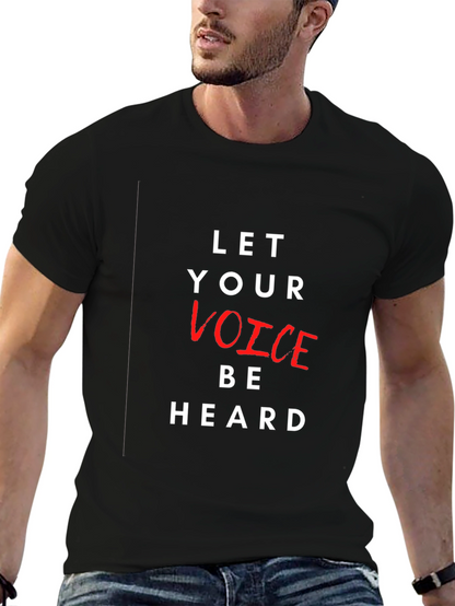 Camiseta Negra con Mensaje Let Your Voice Be Heard