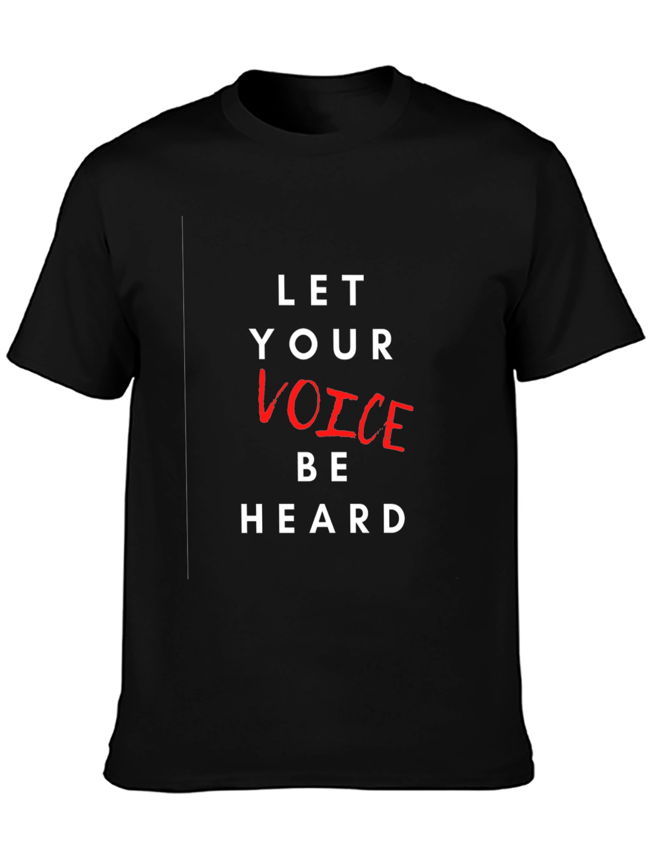 Camiseta Negra con Mensaje Let Your Voice Be Heard