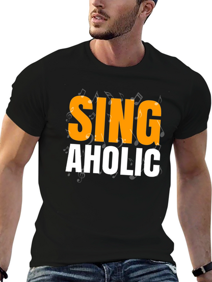 Camiseta Negra SINGAHOLIC para Amantes de la Música