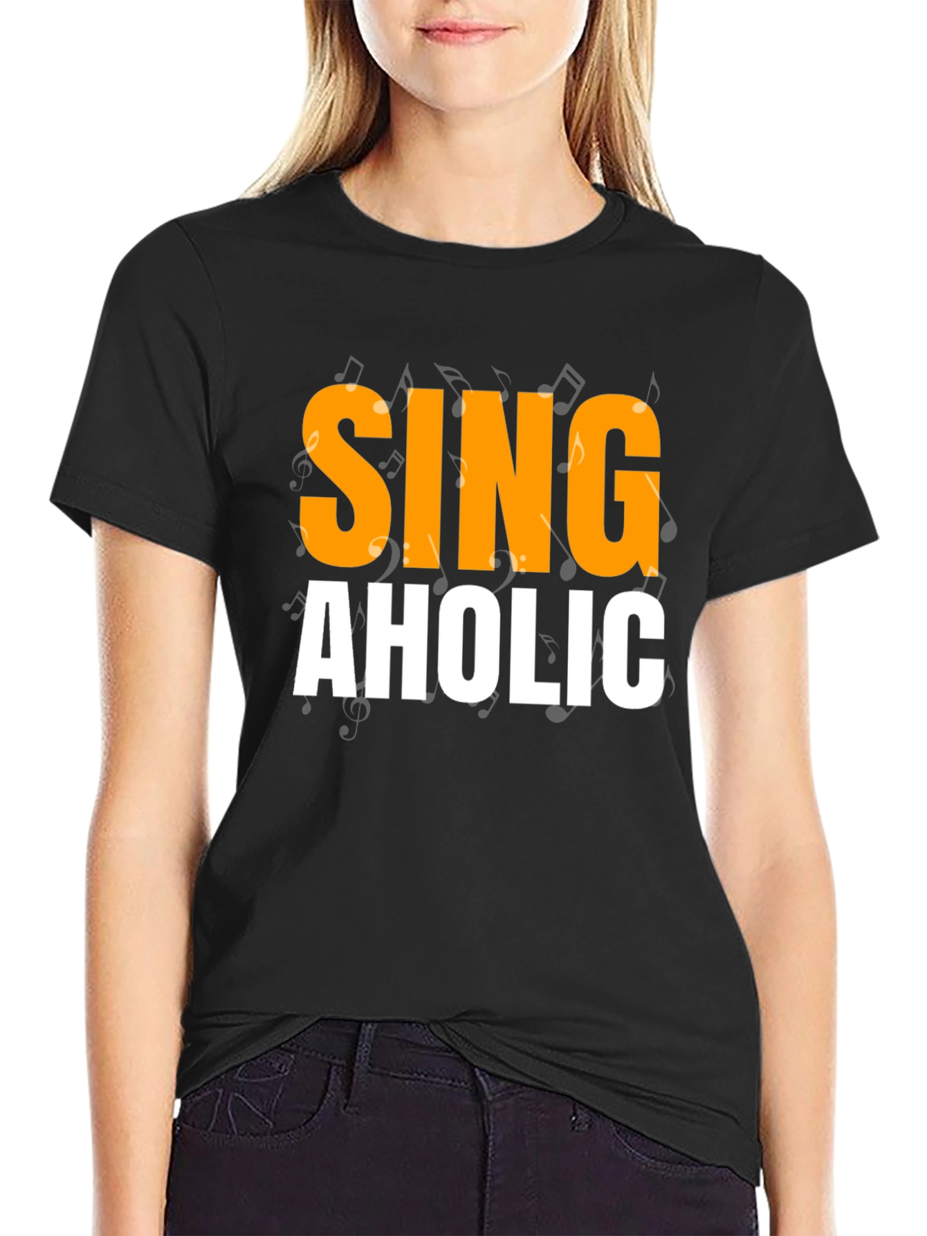 Camiseta Negra SINGAHOLIC para Amantes de la Música
