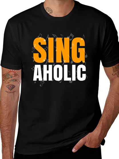 Camiseta Negra SINGAHOLIC para Amantes de la Música