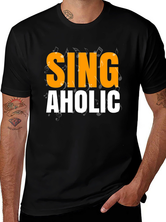 Camiseta Negra SINGAHOLIC para Amantes de la Música