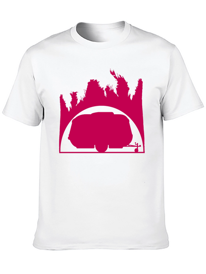 Camiseta Negra con Diseño Gráfico Abstracto Rosa