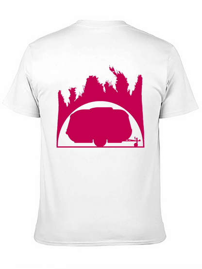 Camiseta Negra con Diseño Gráfico Abstracto Rosa