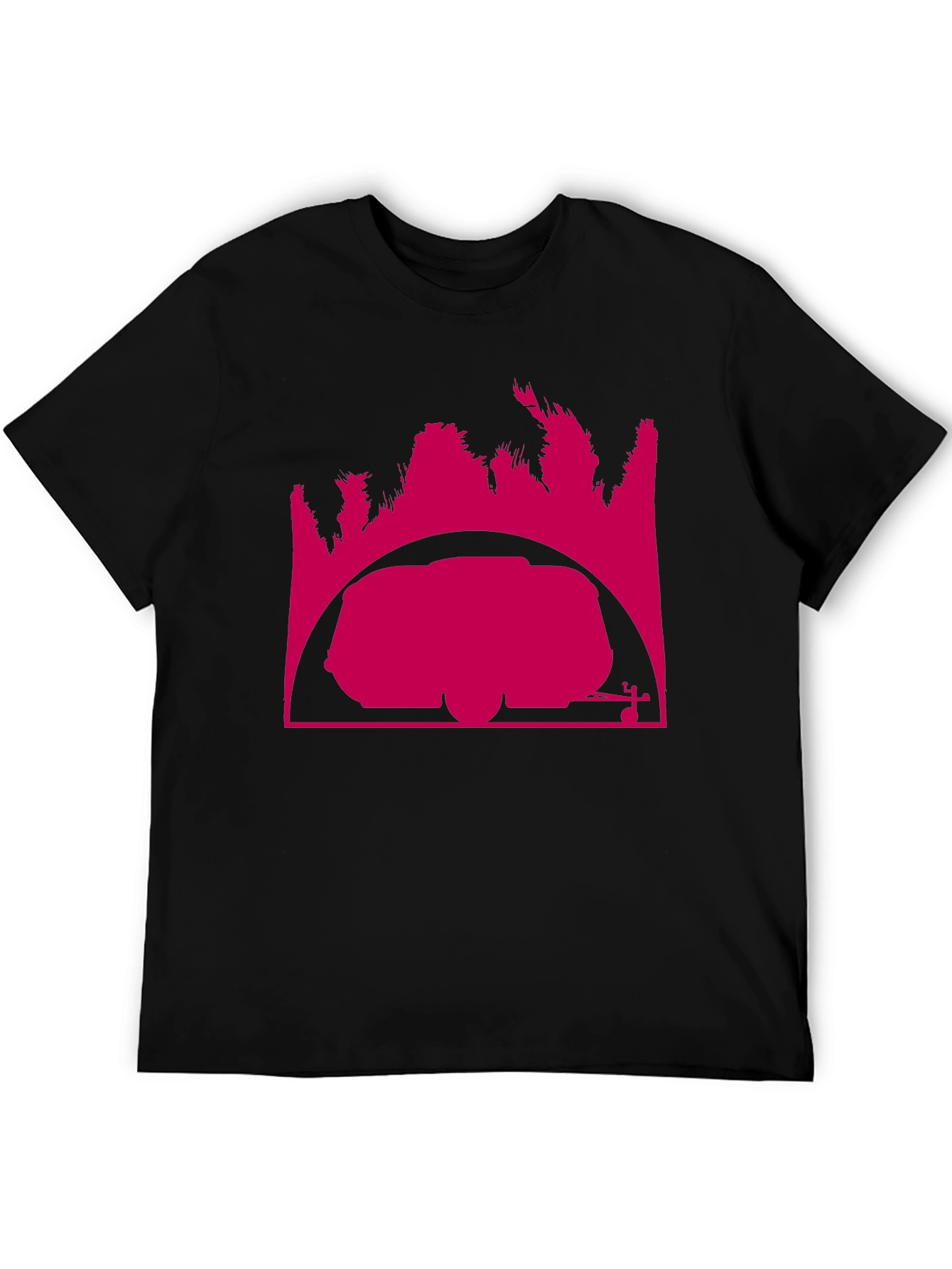 Camiseta Negra con Diseño Gráfico Abstracto Rosa
