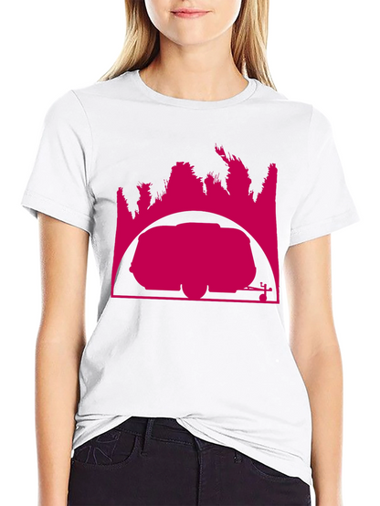 Camiseta Negra con Diseño Gráfico Abstracto Rosa