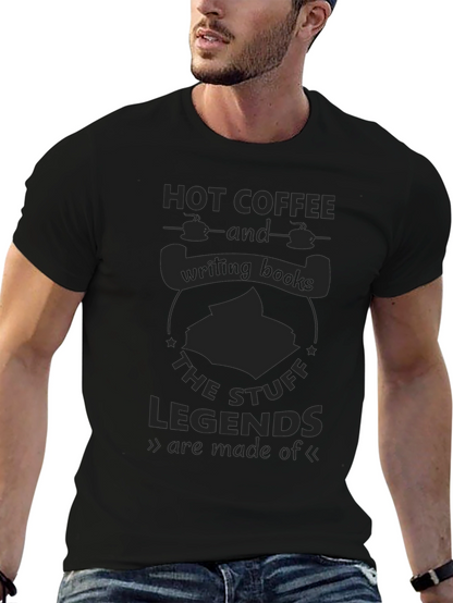 Camiseta Negra Hot Coffee & Writing Books