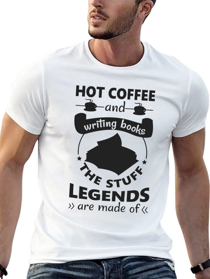 Camiseta Negra Hot Coffee & Writing Books