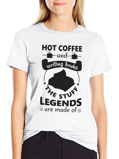 Camiseta Negra Hot Coffee & Writing Books