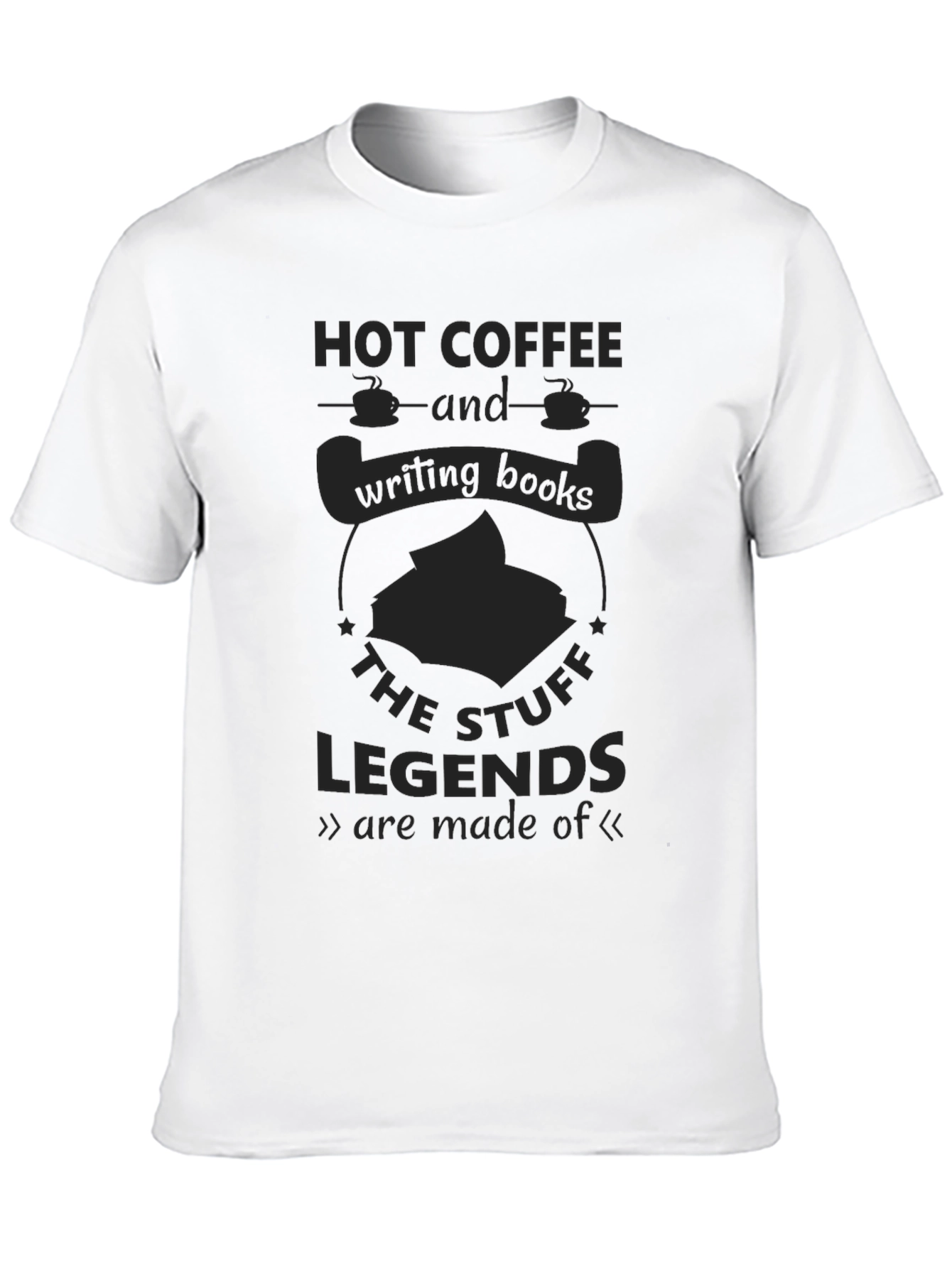 Camiseta Negra Hot Coffee & Writing Books