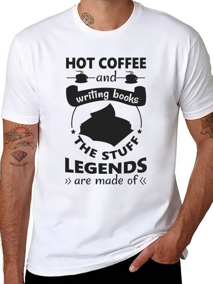 Camiseta Negra Hot Coffee & Writing Books