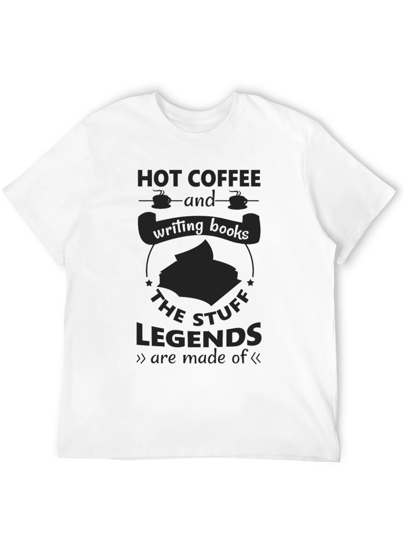 Camiseta Negra Hot Coffee & Writing Books