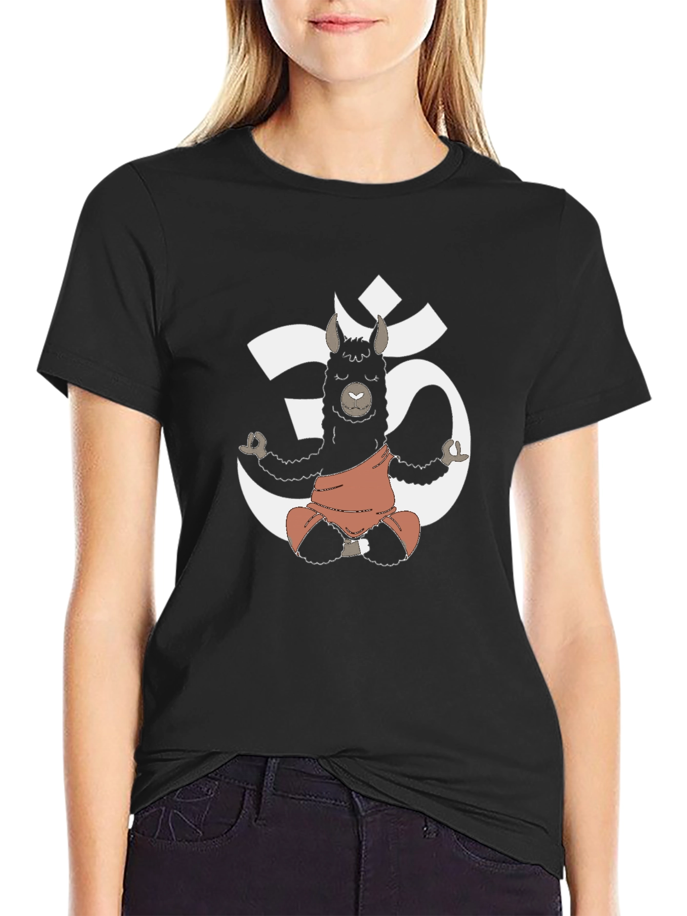 Camiseta Hombre Negra con Llama Yoga Om