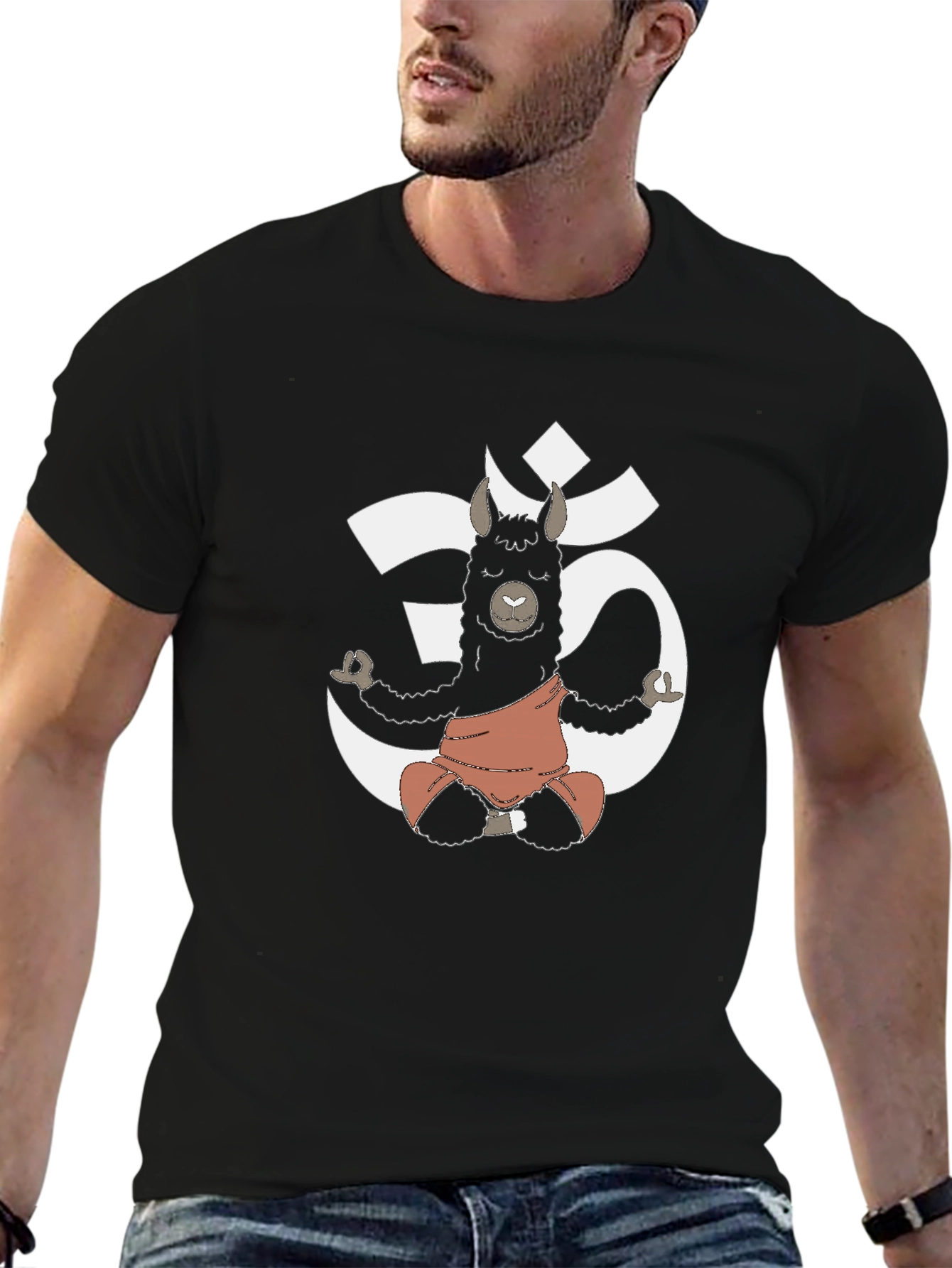Camiseta Hombre Negra con Llama Yoga Om