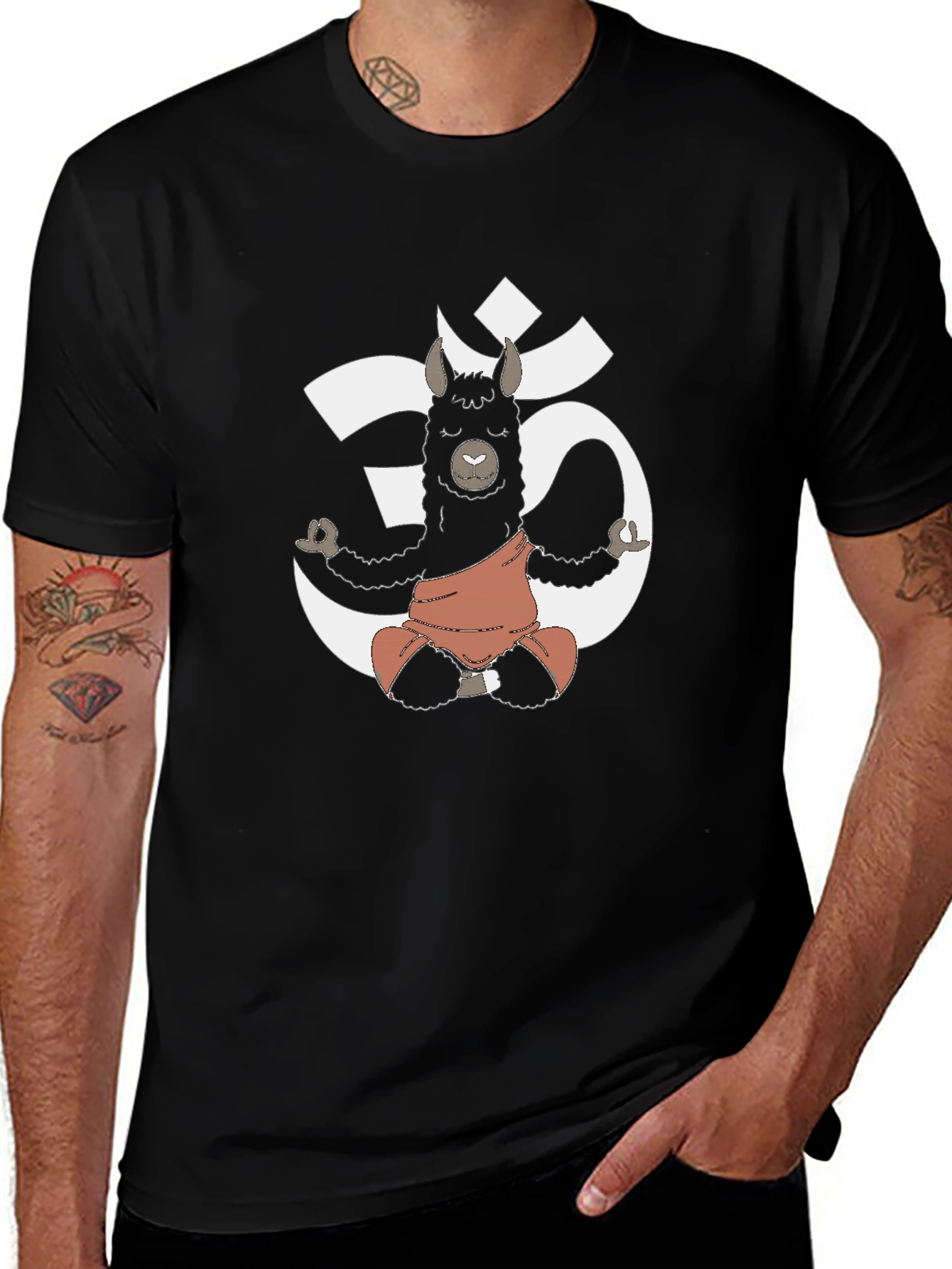 Camiseta Hombre Negra con Llama Yoga Om