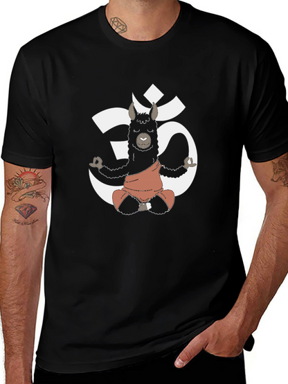 Camiseta Hombre Negra con Llama Yoga Om