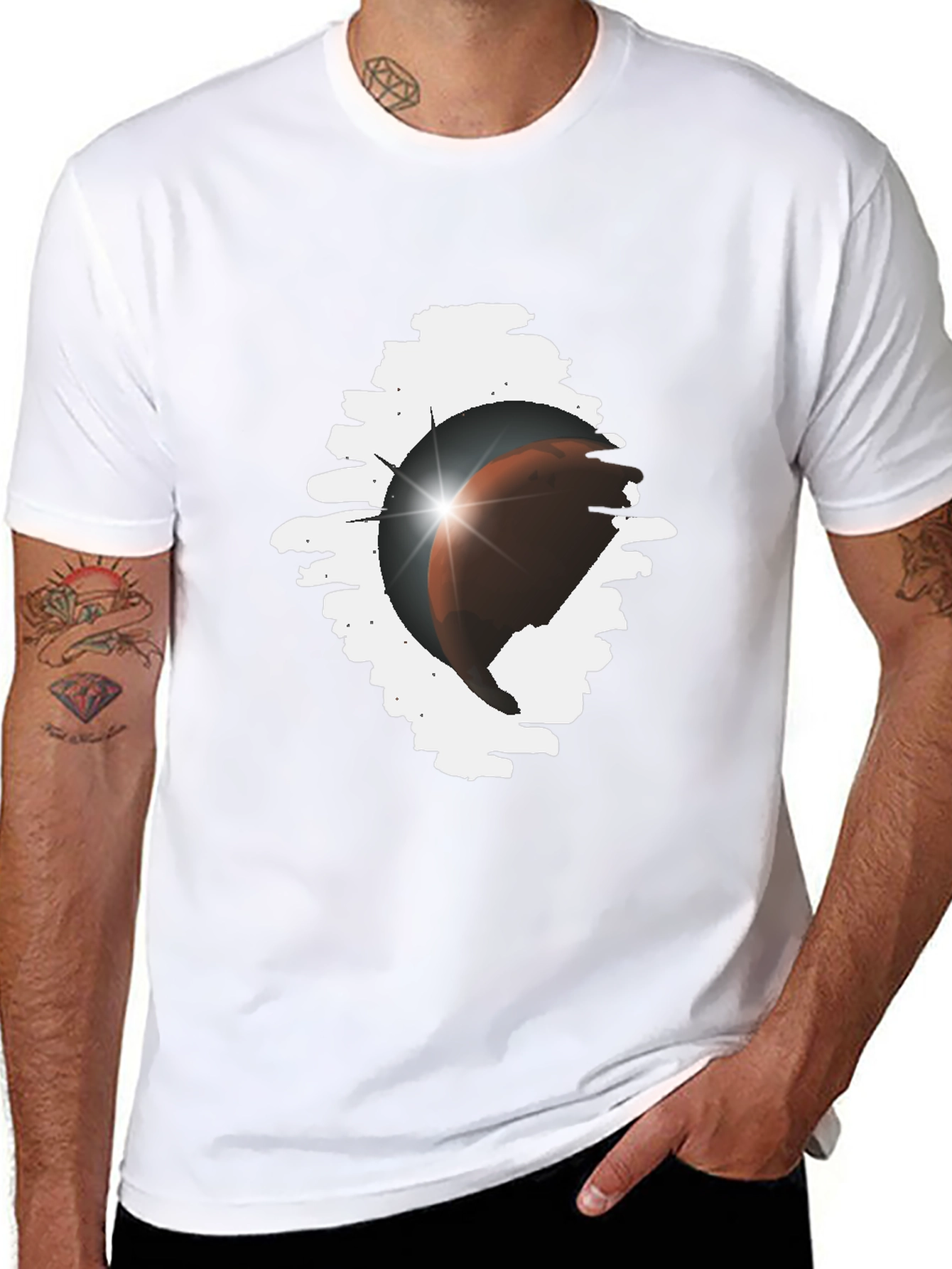 Camiseta Negra con Diseño de Planeta Destruido
