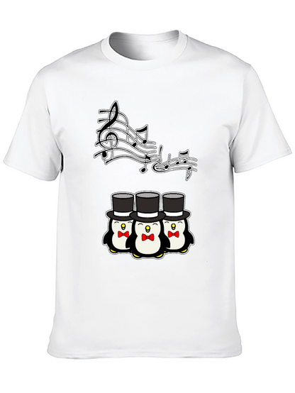Camiseta Negra con Pingüinos Músicos