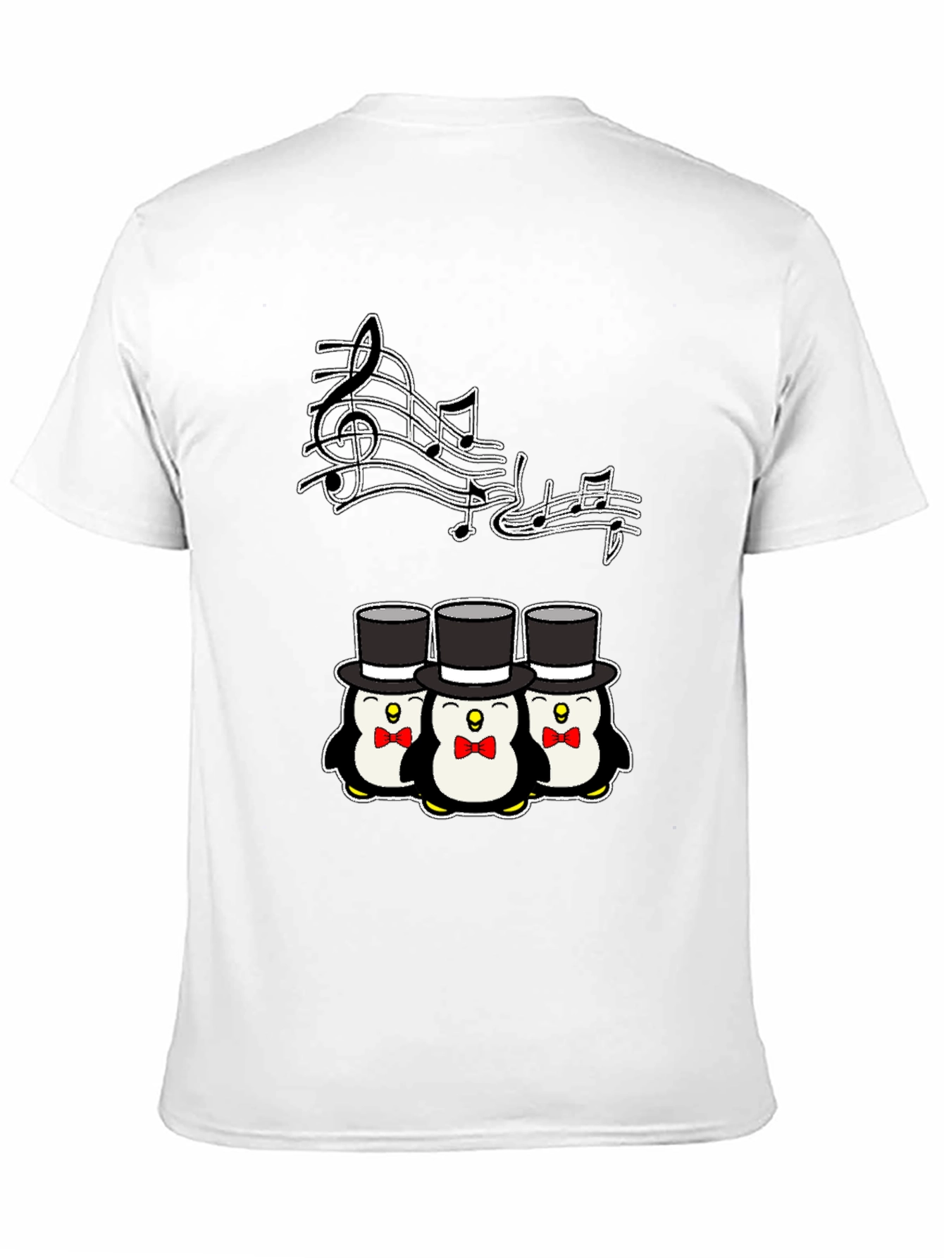 Camiseta Negra con Pingüinos Músicos