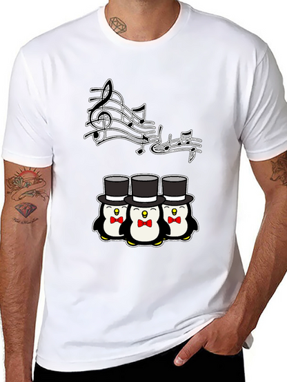 Camiseta Negra con Pingüinos Músicos