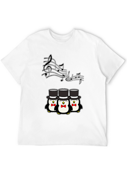Camiseta Negra con Pingüinos Músicos