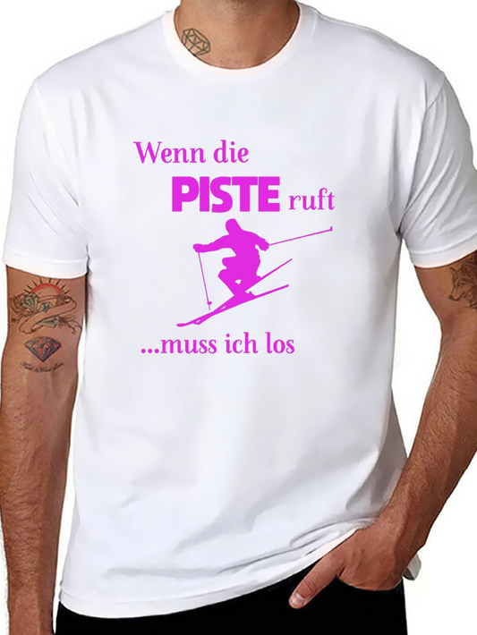 Camiseta Negra Esquí Wenn die Piste Ruft